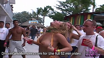 Bikini-Clad Partygoers Flashing And Having Fun In Public